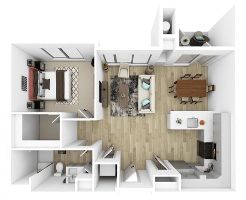 Floor plan for 1 bed, 1 bath, 784 sqft